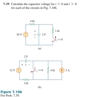 Answered: 7.39 Calculate the capacitor voltage… | bartleby