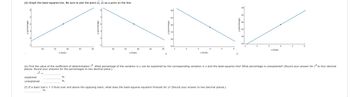 (d) Graph the least-squares line. Be sure to plot the point (x, y) as a point on the line.
x(fouls)
x (fouls)
x(Souls)
(e) Find the value of the coefficient of determination 2. What percentage of the variation in y can be explained by the corresponding variation in x and the least-squares line? What percentage is unexplained? (Round your answer for 2 to four decimal
places. Round your answers for the percentages to two decimal place.)
2-
explained
%
%
unexplained
(f) If a team had x = 3 fouls over and above the opposing team, what does the least-squares equation forecast for y? (Round your answer to two decimal places.)
%
2 2 2 2 2