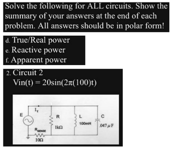 Answered: Solve The Following For ALL Circuits.… | Bartleby