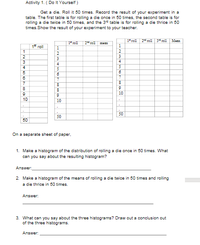 Roll and Record with 2 Dice