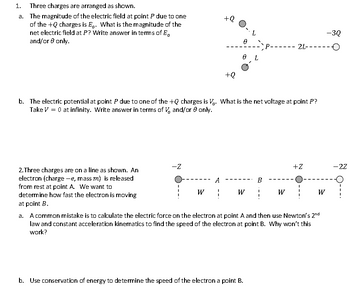 Answered: 1. Three Charges Are Arranged As Shown.… | Bartleby