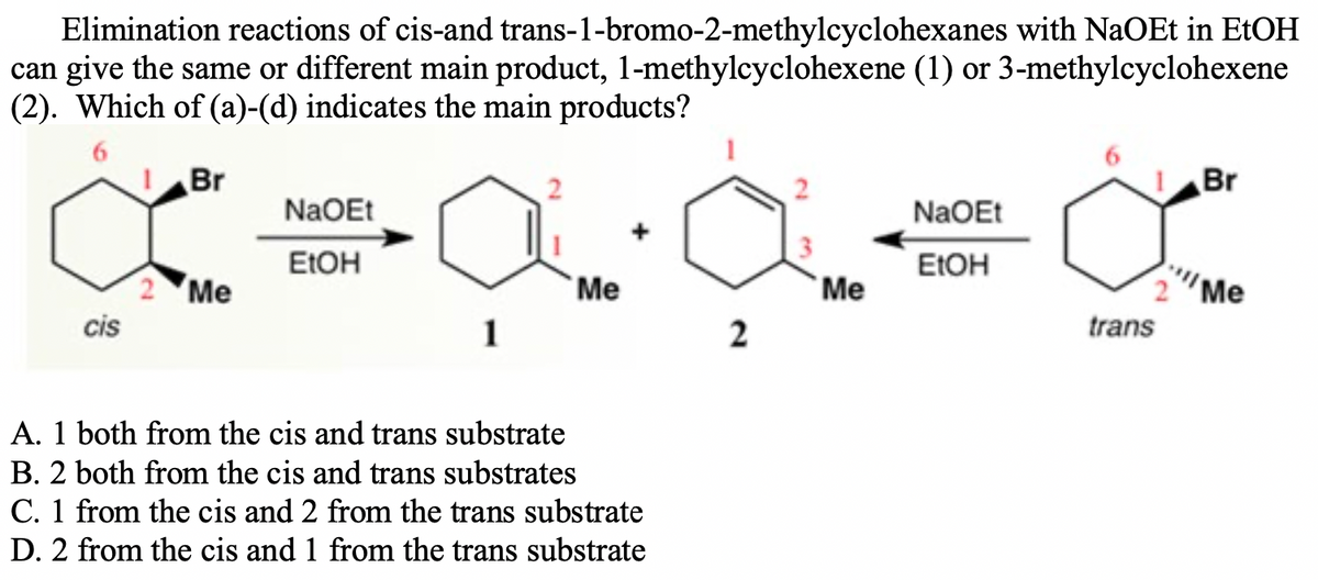 Answered Elimination Reactions Of Cis And Bartleby