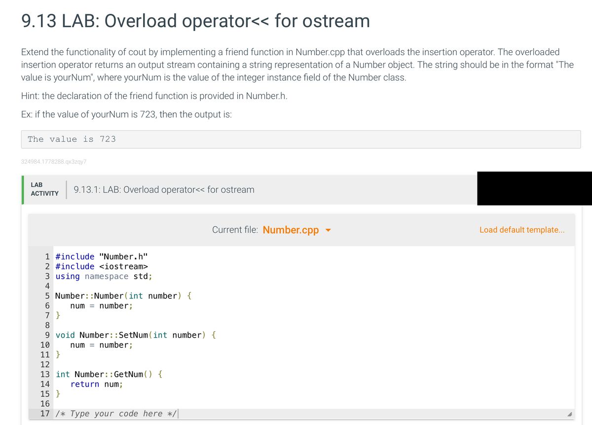 Overloaded Insertion Operator Example in C++ 