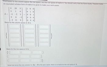 Answered: Find Bases For The Column Space, The… | Bartleby