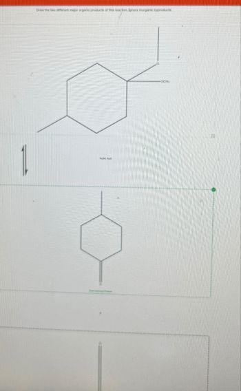 Draw the two different major organic products of this reaction. Ionere inorgenic byproducts.
OCH