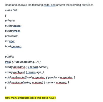 Answered: Read And Analyze The Following Code,… | Bartleby