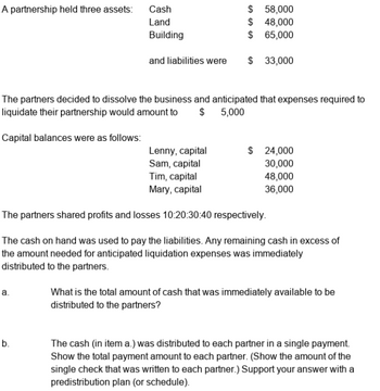 Answered: A Partnership Held Three Assets: $… | Bartleby