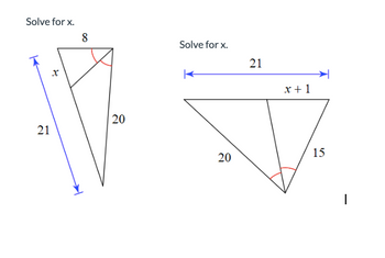 Solve for x.
21
8
20
Solve for x.
20
21
x + 1
15
|