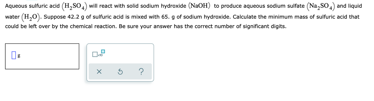 sulfuric acid and sodium hydroxide