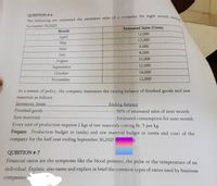 QUESTION & 6
The following are estimated the estimated sales of a company for eight month
Navember 30.2020
Escimated Sales (Units)
Manth
12,000
April
13,000
May
9,000
June
8,000
July
10,000
August
September
12,000
October
14,000
November
12,000
As a matter of policy, the company maintains the closing balance of finished goods and raw
materials as follows
Inventory Items
Finished goods
Ending Balance
-50% of estimated sales of next month
Raw materials
--Estimated consumption for next month
Every unit of production requires 2 kgs of raw materials costing Br, 5 per kg
Prepare: Production budget
company for the half year ending September 30,2020
(units) and raw material budget in (units and cost) of the
QUESTION #-7
Financial ratios are the symptoms like the blood pressure, the pulse or the temperature of an
individual. Explain. also name and explain in brief the common types of ratios used by business
companies.
