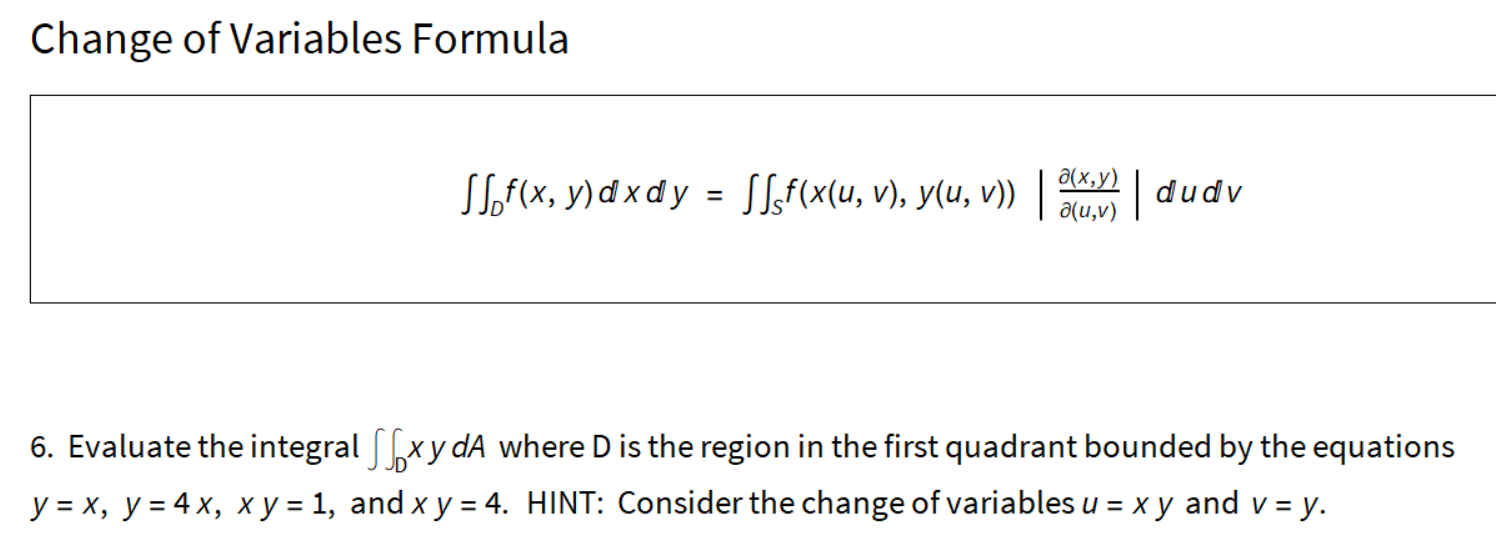 answered-change-of-variables-formula-bartleby