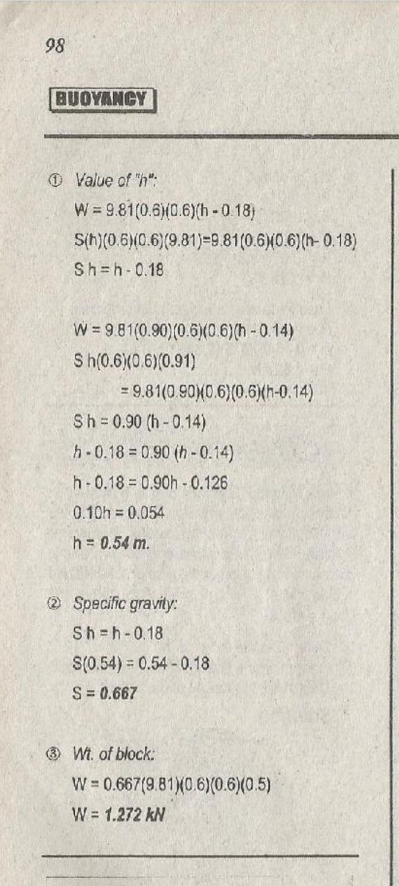 A wooden block of mass 0.6 kg of size 10 cm x 10 cm x10 cm is floating over  an unknown liquid as shown inthe 