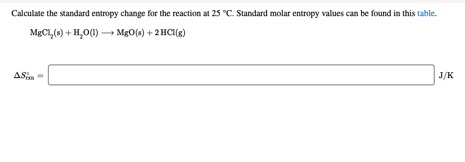 Answered Calculate the standard entropy change bartleby