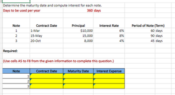 Answered: Determine the maturity date and compute… | bartleby