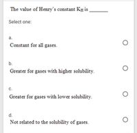 Answered: The Value Of Henry's Constant KH Is | Bartleby