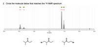 2. Circle the molecule below that matches the 'H NMR spectrum.
2.0 1.0
6.0 3.0
3.0
2.5
2.0
1.5
1.0
0.5
0.0
õ (oom)
Br
Br
