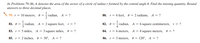 In Problems 79-86, A denotes the area of the sector of a circle of radius r formed by the central angle 60. Find the missing quantity. Round
answers to three decimal places.
79. r = 10 meters, 0 = radian, A = ?
80. r = 6 feet, 8 = 2 radians, A = ?
81. 0 = radian, A = 2 square feet, r= ?
82. 0 = - radian, A = 6 square centimeters, r= ?
83. r= 5 miles, A = 3 square miles, 0 = ?
84. r = 6 meters, A = 8 square meters, 0 = ?
%3D
85. r = 2 inches, 0 = 30°, A = ?
86. r = 3 meters, 0 = 120°, A = ?
