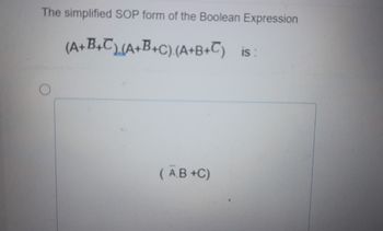 Answered: The Simplified SOP Form Of The Boolean… | Bartleby