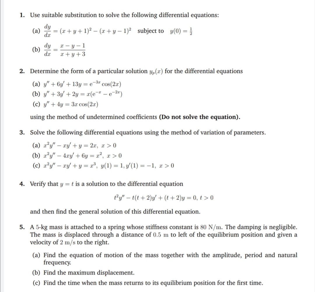 Answered 1 Use Suitable Substitution To Solve Bartleby