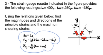 Answered: 3 - The Strain Gauge Rosette Indicated… | Bartleby