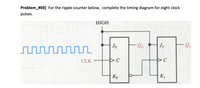 Problem_#03] For the ripple counter below, complete the timing diagram for eight clock
pulses.
HIGH
Jo
CLK
Ко
K1
