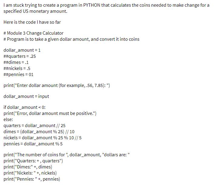 I am stuck and need some examples. Just one or