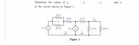 iz
,and vi
Determine the values of ia
in the circuit shown in Figure 1.
5 0
M 82
+ vị - W
iz
+ V1
V(+
Aia
E 12 2
24 2
20 2
ia
Figure 1
