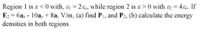 Region 1 is x <0 with, & = 2&o, while region 2 is x>0 with &2 = 460. If
E2 = 6a - 10a, + 8a: V/m, (a) find P1, and P2, (b) calculate the energy
densities in both regions.
