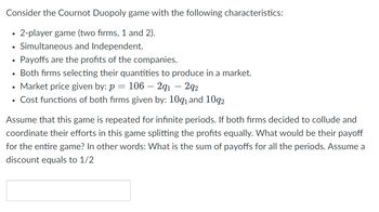 Cournot duopoly game 2025 with imperfect information