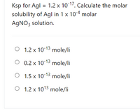 Answered Ksp for Agl 1.2 x 10 17. Calculate bartleby