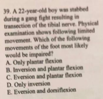 Answered: 39. A 22-year-old Boy Was Stabbed… | Bartleby