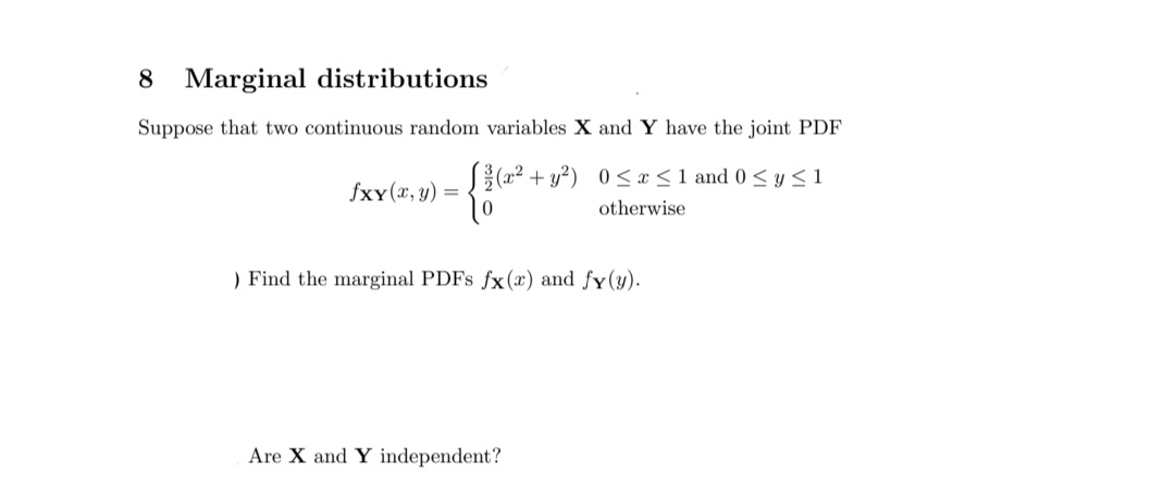 Answered 8 Marginal Distributions Suppose That… Bartleby