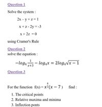 Answered Question 1 Solve The System 2x Y Z Bartleby