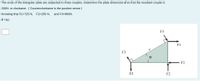 The ends of the triangular plate are subjected to three couples. Determine the plate dimensiond so that the resultant couple is
200N. m clockwise. (Counterclockwise is the positive sense )
Knowing that F1=725 N, F2=250 N,
and F3=800N.
0 =40.
F3
F1
F3
F1
F2
F2
