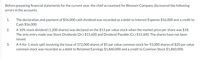 Before preparing financial statements for the current year, the chief accountant for Blossom Company discovered the following
errors in the accounts.
The declaration and payment of $56,000 cash dividend was recorded as a debit to Interest Expense $56,000 and a credit to
Cash $56,000.
1.
A 10% stock dividend (1,200 shares) was declared on the $13 par value stock when the market price per share was $18.
The only entry made was Stock Dividends (Dr.) $15,600 and Dividend Payable (Cr.) $15,600. The shares have not been
2.
issued.
A 4-for-1 stock split involving the issue of 372,000 shares of $5 par value common stock for 93,000 shares of $20 par value
common stock was recorded as a debit to Retained Earnings $1,860,000 and a credit to Common Stock $1,860,000.
3.
