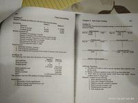 150
Cost Accounting
151
Problem 9
Miracle Company provides you with the following information
Chapter 5 Job Order Costing
Problem 11
The following T-accounts have incomplete postings; however, the amounts shown
therein are correct:
Inventories:
January 1
January 31
Materials
Work in process
Finished goods
January. transactions:
P ?
80,000 .
60,000
P 50,000
95,000.
78,000
Work in process
1,000
15,000
Direct materials
Beg. bal.
25,.000
Beg. bal. 10,000
30,000
2,000
Purchases of materials, P 46,000
Factory overhead (75% of direct labor cost) P 63,000
Selling and adm, Expenses (12.5% of sales, P 25,000
Factory overhead control, P 62,800
Net income for January, P 25,200
Indirect materials used, P 1,000
Cost of goods sold
Finished goods
2,500
Beg. bal.
18,000
Requirements:
1. Materials inventory, January 1
2. Cost of goods manufactured.
3. Cost of goods sold (normal) for the month of January of the current year
´Factory overhead control
4,200
Accounts payable
2,000
Beg. bal. 25,000
Problem 10
Factory overhead applied
The following were taken from the books of Nona Company.
January 1
P 268,000
March 31
P 167,000
Raw materials
Work in process
Finished goods
Additional information:
a. The debit of P15,000 to work in process represents direct materials issued
for the month.
43,000
(100 units) (300 units)
P1,847,700
2,125,800
1,026,500
(12,300 units at P535.000)
Direct materials used
Direct labor
Factory.overhead
Sales
b: Factory overhead is applied at a rate of P0.50 per direct labor hour.
Work ticket for the month totaled 10,000 direct labor hours. Factory
workers receive P1.00 per hour.
The company uses the.FIF0 method of costing inventories.
Required: Compute for the following
Requirements:
1. The number of units manufactured
2. The cost of goods manufactured per unit
3. The cost of goods sold
1. Direct materials inventory, end
2. Direct labor charged to production
3. Defective materials returned to suppliers
4, Work in process inventory, end
5, Finished goods inventory, end·
6. Cost of goods sold
2021.12.02 02:35
