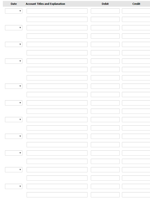 Date
Account Titles and Explanation
Debit
Credit
