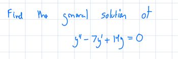 Find
tha
gmoral solution of
gr - 7y' + My =1
0