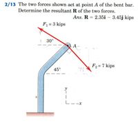 Answered: 3 The Two Forces Shown Act At Point A… | Bartleby