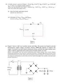 Answered: (b) A diode circuit is given in Figure… | bartleby