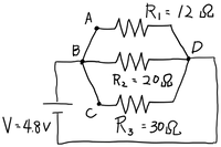 R, : 12 2
A
B
R2=208
V-4,8v|
R3 - 3082
ニ
