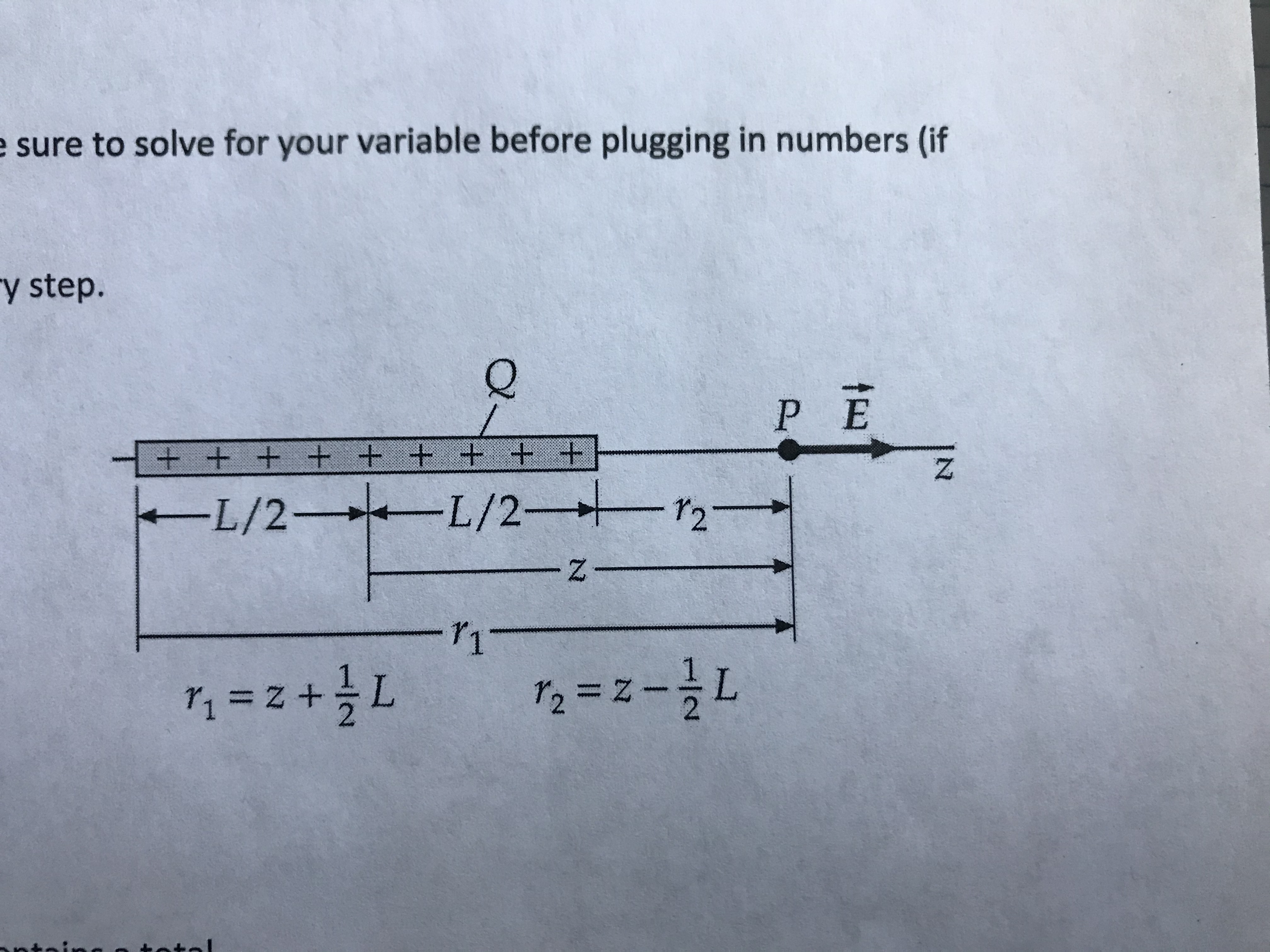 e sure to solve for your variable before plugging in numbers (if
y step.
+ ++ + + + + + +
L/2 L/2 r2-
z-
1.
, = Z +L
12 = Z--L
12%3D%-
%3D
