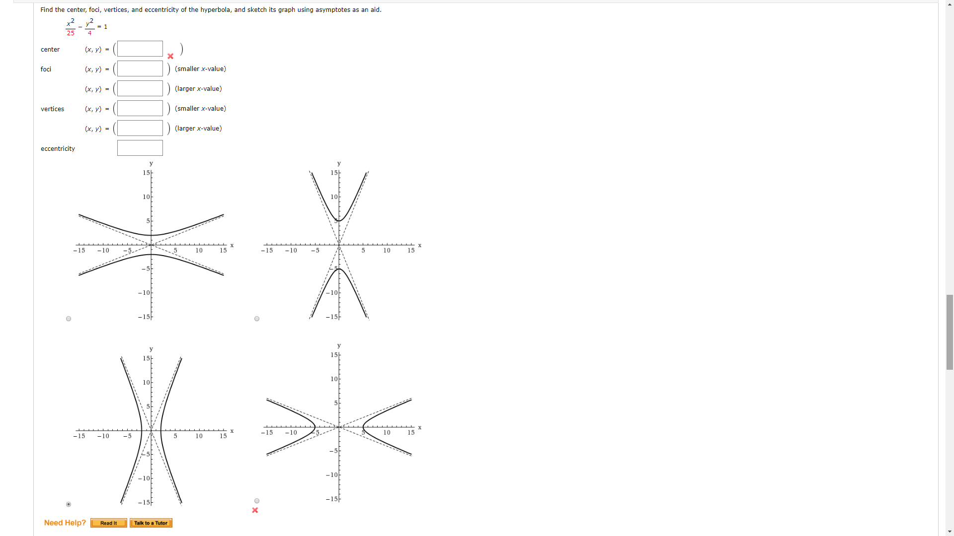 Answered: Find the center, foci, vertices, and…