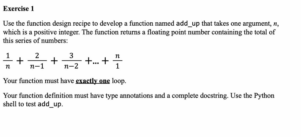 Exercise 1: Write a function that creates an n by n