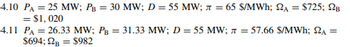 4.10 PA = 25 MW; PB = 30 MW; D = 55 MW; л = 65 $/MWh; NA = $725; B
= $1,020
4.11 PA = 26.33 MW; PB = 31.33 MW; D = 55 MW; л = 57.66 $/MWh; 2A =
$694; B = $982