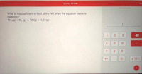 What is the coefficient in front of the NO when the equation below is
balanced?
