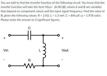 Answered: You Are Told To Find The Transfer… | Bartleby