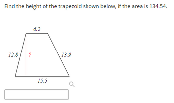 Answered: Find the height of the trapezoid shown… | bartleby