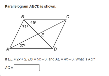 Answered: Parallelogram Abcd Is Shown. A B Ac =… 