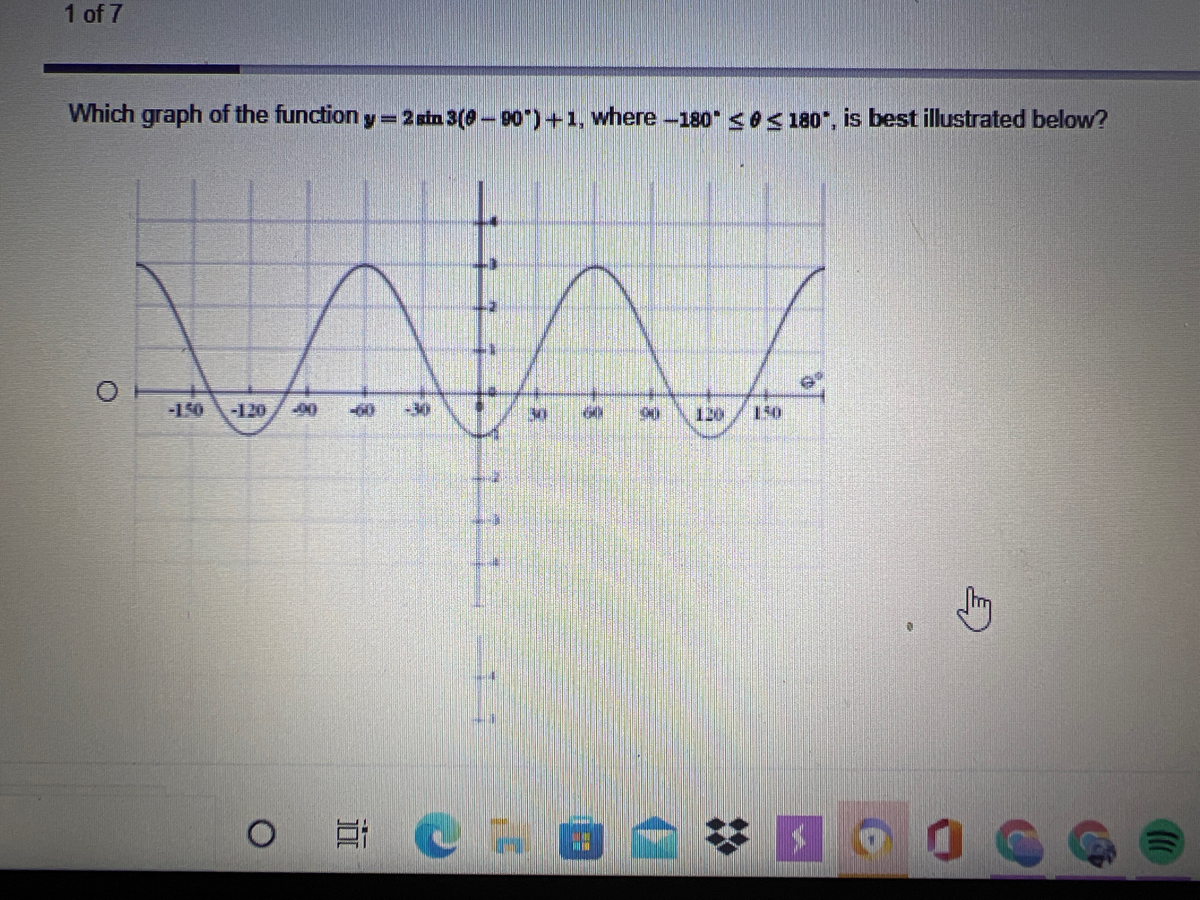 Answered: 1 of 7 Which graph of the function y=2… | bartleby